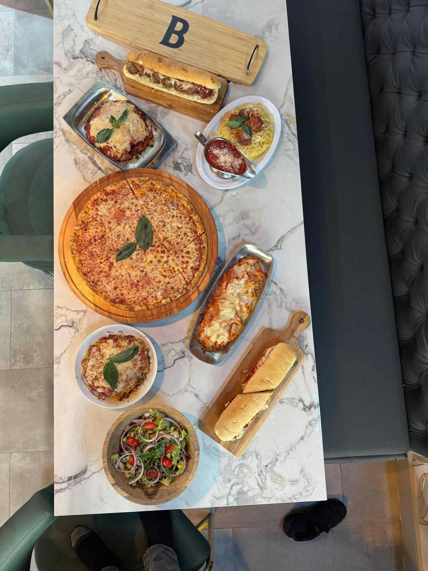 An Italian feast spread across the table